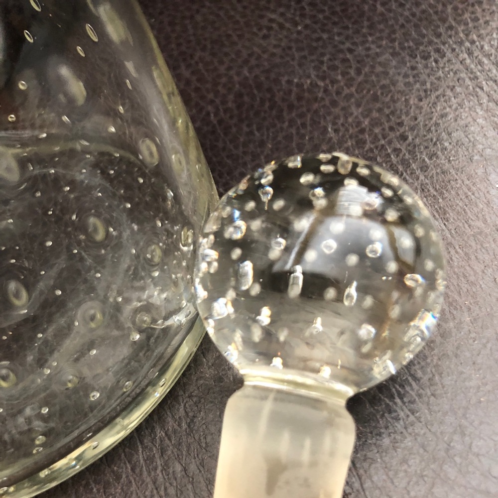 Rare Hand Blown Glass Controlled Bubble Human Figure Bottle with Stopper - Picture 5 of 7